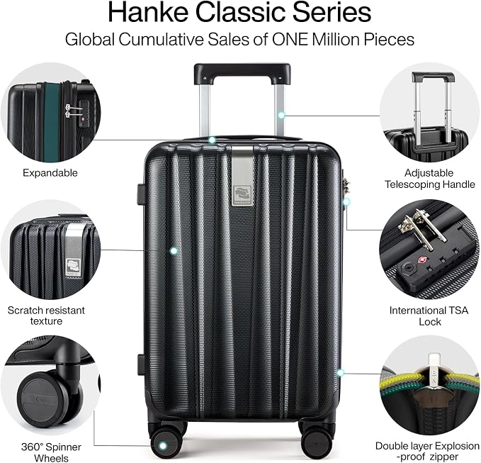 Hanke 20 Inch Expandable Carry on Luggage 22x14x9 Airline Approved Lightweight - Image 5