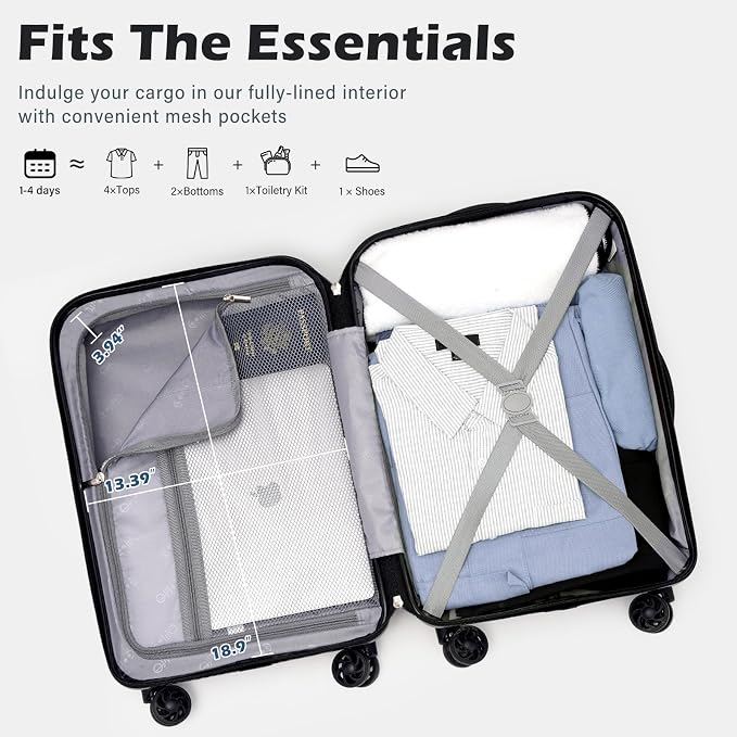 Coolife 20-Inch Small Carry on Hardside PC+ABS Spinner TSA Lock Telescopic - Image 6