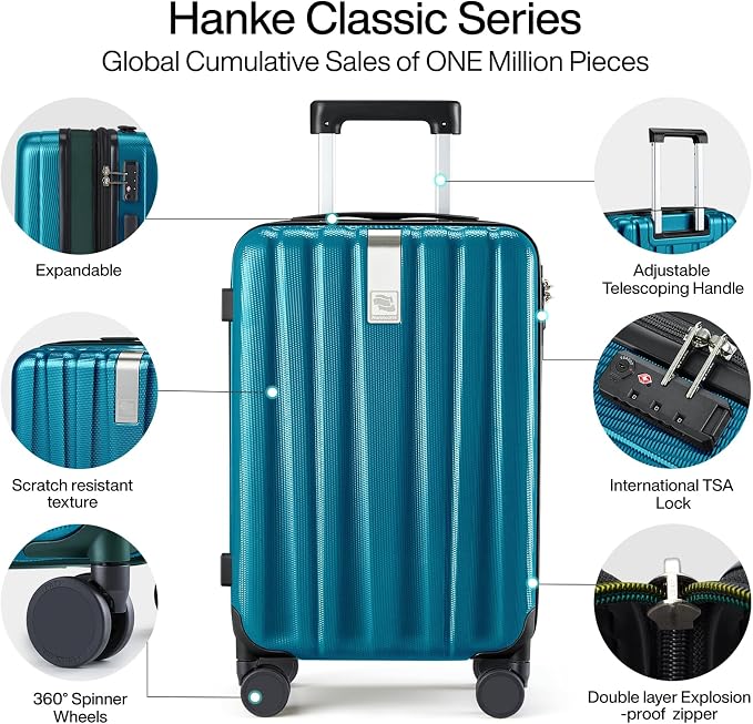 Hanke 20 Inch Expandable Carry on Luggage 22x14x9 Airline Approved Lightweight - Image 4