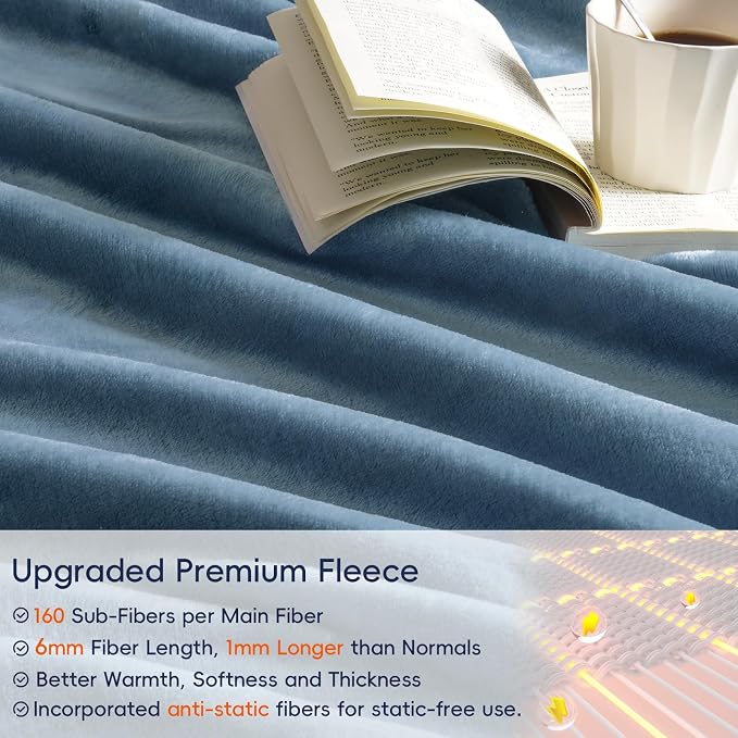 PHF Ultra Soft Fleece Blanket King Size, No Shed No Pilling Luxury Plush Cozy - Image 4