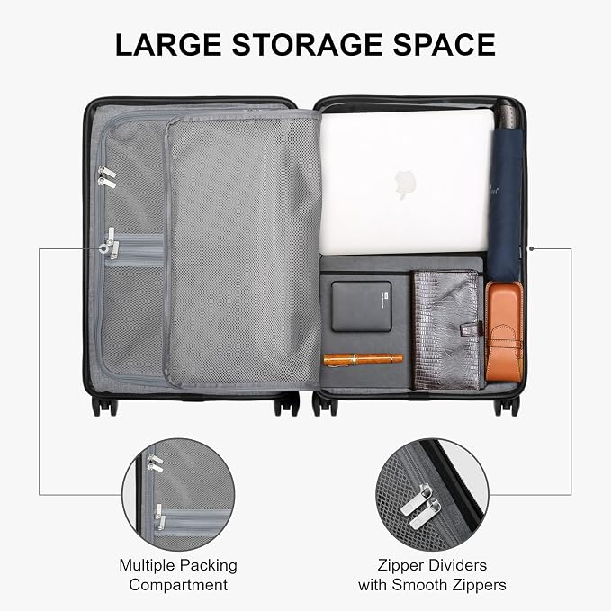 LEVEL8 Elegance Carry-on Suitcase, 20 Inch Carry on Luggage, Hardside Large - Image 6