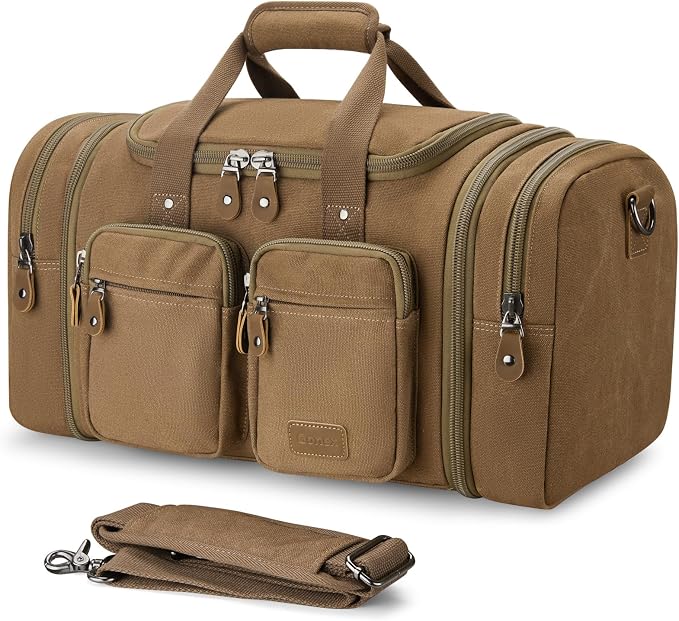 Gonex Canvas Duffle Bag for Travel, Expandable Water Resistant 50L Carry on by Gonex