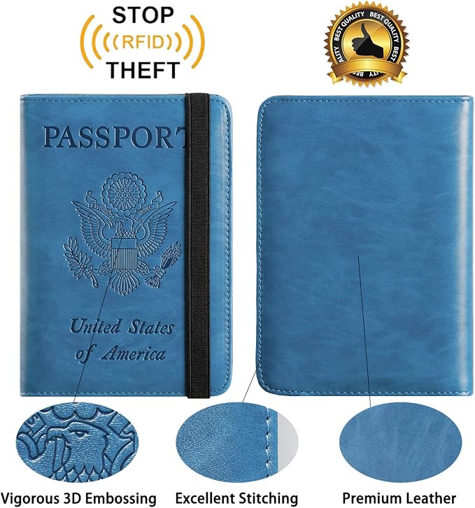 Passport Holder With Luggage Tag Travel Essentials Passport Cover Wallet RFID - Image 5