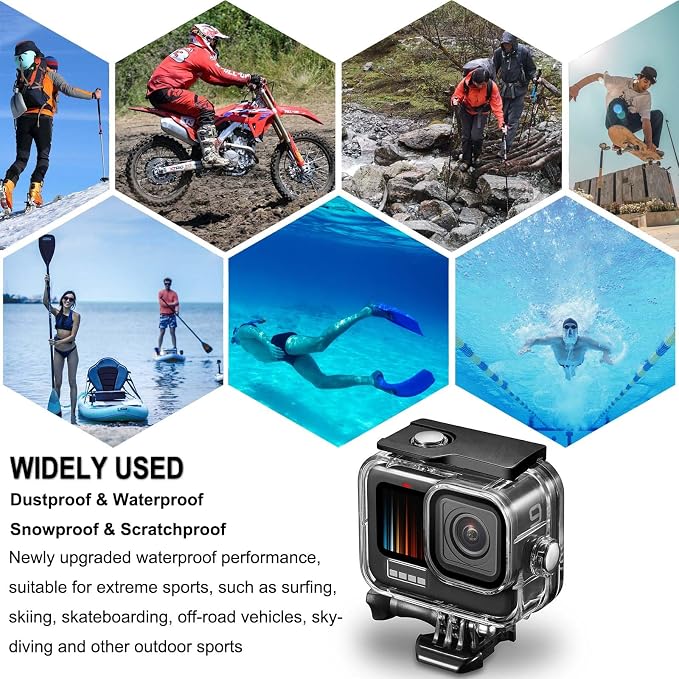 Compatible for Go Pro Hero 11 mini Black Waterproof Housing Case 60M/196FT - Image 7