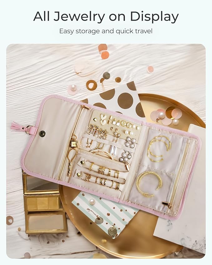 BAGSMART Travel Jewelry Case Organizer, Roll Foldable Jewelry Case - Image 2