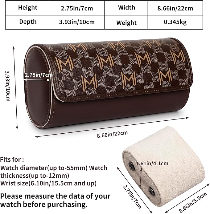 MOZSLY Watch Roll Travel Case 3 Slots Portable Watches Box Organizer Storage - Image 5