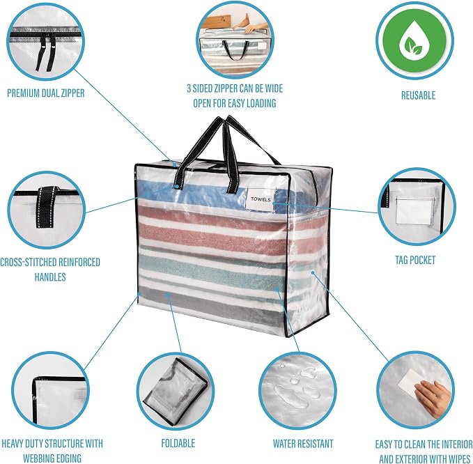 VENO 4 Pack Heavy Duty Moving Bags, Storage Bags, Packing Supplies, Top Zipper - Image 7