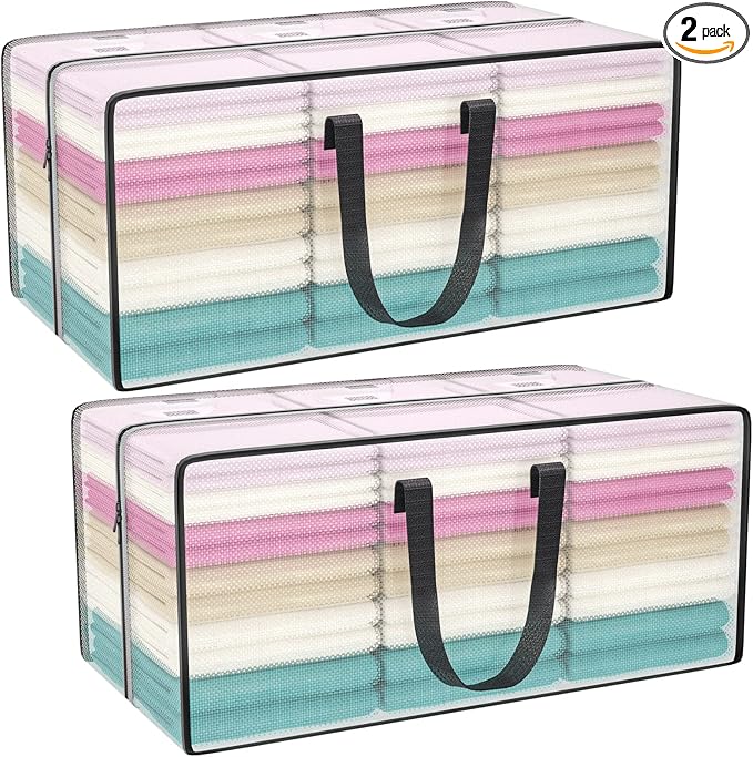 Clear Storage Bags with Zipper, 2 Pack Large Moving Bags Heavy Duty Extra Large by ACNUSIK