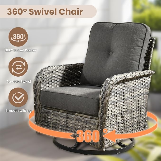 HOOOWOOO Patio Furniture Set, 8 Pieces Outdoor Conversation Set, All Weather - Image 2