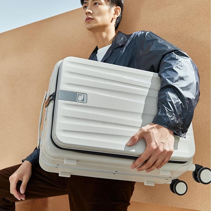 Hanke 24 Inch Checked Luggage Front Opening Rolling Suitcase Hard Sided Luggage - Image 8