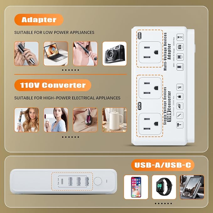 220v to 110v Voltage Converter Adapter: International US to Europe Travel Power - Image 6