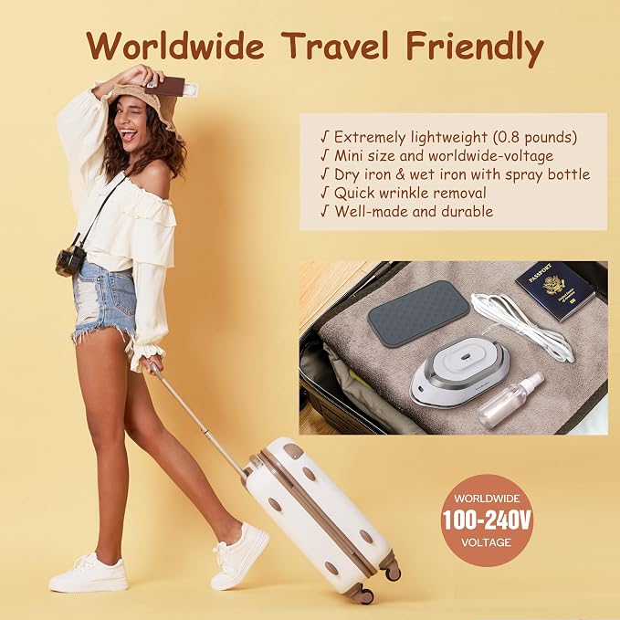 Newbealer Travel Iron with Global Voltage, 100-240V Mini Dry Iron - Image 2