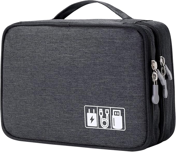 MIRLEWAIY Travel Cords Organizer Case Double-Layer Electronic Accessories by MIRLEWAIY