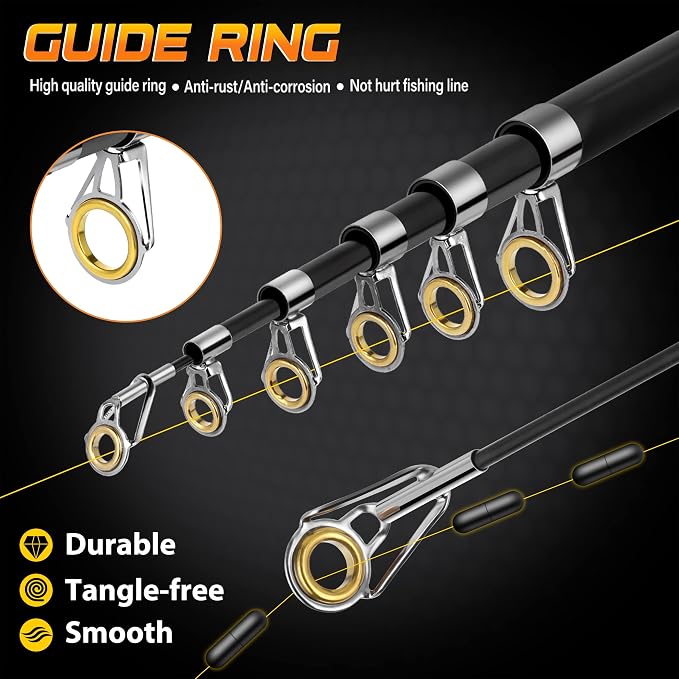 PLUSINNO Fishing Pole, Fishing Rod and Reel Combo, Telescopic Fishing Rod Kit - Image 4