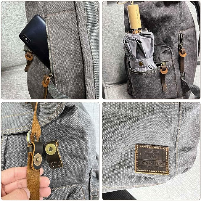 AUGUR High Capacity Canvas Vintage Backpack - Image 4