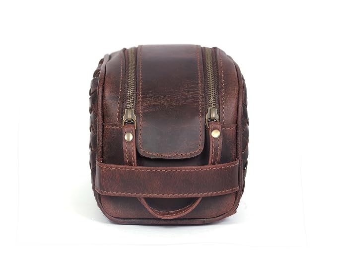 10" Premium Leather Toiletry Travel Pouch - Image 7