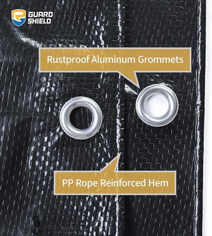 GUARD SHIELD Black Tarp 20x30 Feet Waterproof Tarps Lightweight Camping Tarp - Image 3