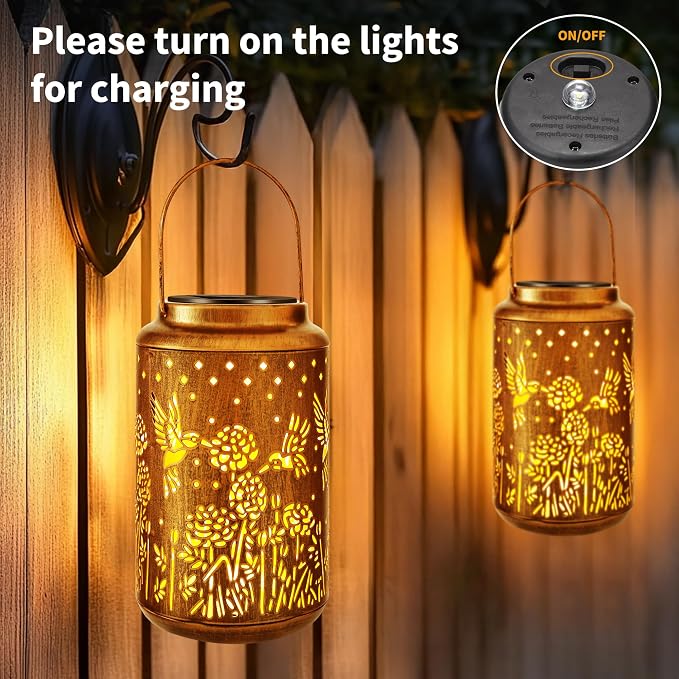 Brizled Hummingbird Solar Lanterns Outdoor, Decorative Mothers Day Gifts - Image 7