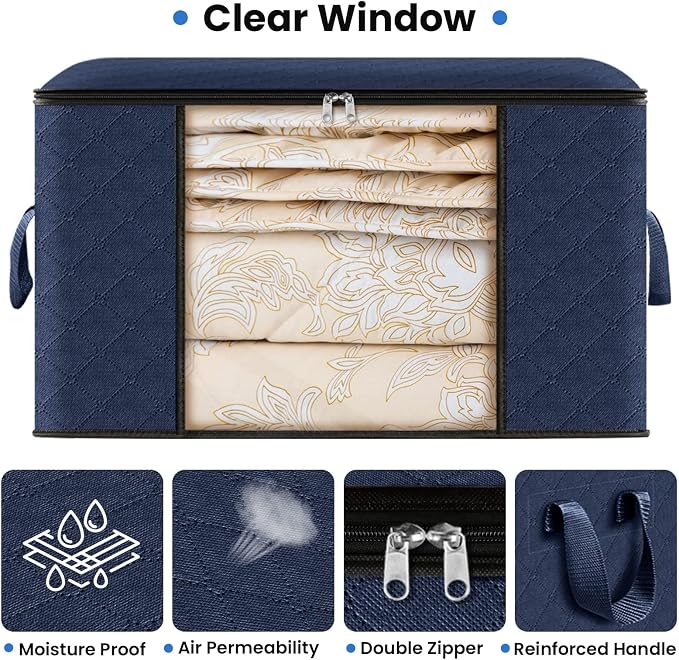 Fab totes 10 Pack Clothes Storage, Foldable Thick Fabric Blanket Storage Bags - Image 4