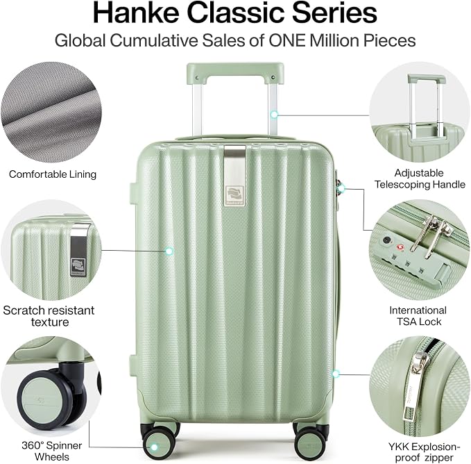 Hanke 20 Inch Carry On Luggage 22x14x9 Airline Approved Lightweight PC Hard - Image 3