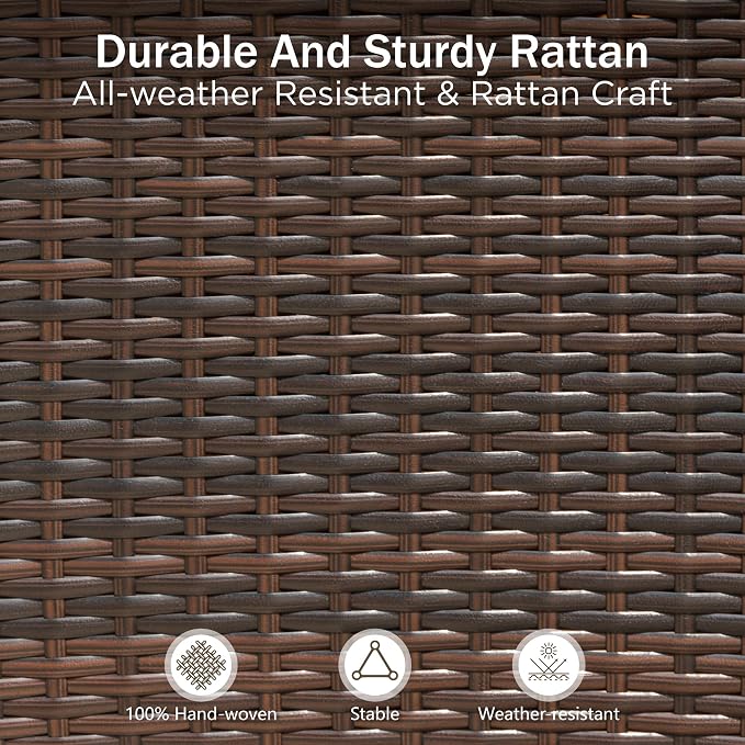 PHI VILLA Patio Wicker Chair Set of 2, Outdoor Modern PE Rattan Armchair - Image 4
