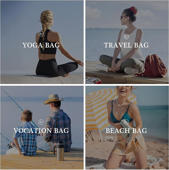 YOOLIFE Initial Canvas Waterproof Beach Tote Bag Zipper Personalized Gifts - Image 6