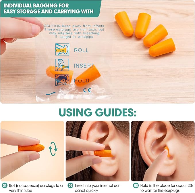 200 Pairs Earplugs for Noise Cancelling Individual Bagged Foam EarPlugs for - Image 5