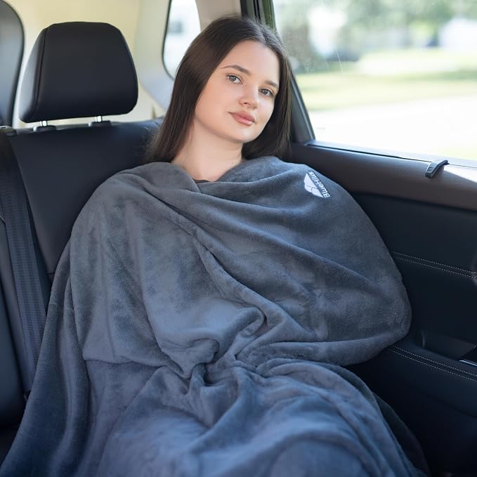 BlueHills Premium Soft Travel Blanket Pillow Airplane Flight Blanket Throw Bag - Image 7