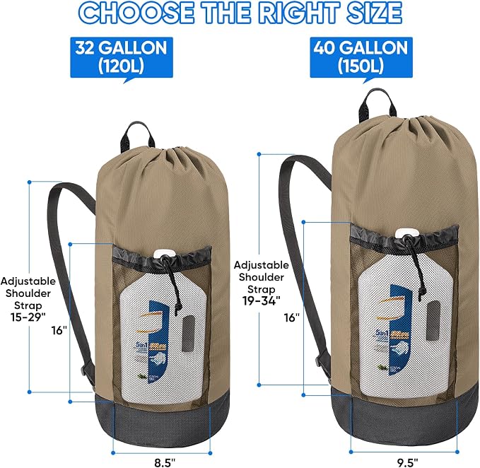 BALEINE 120L Laundry Bag Backpack, 900D Oxford Fabric Large Travel Laundry Bags - Image 2