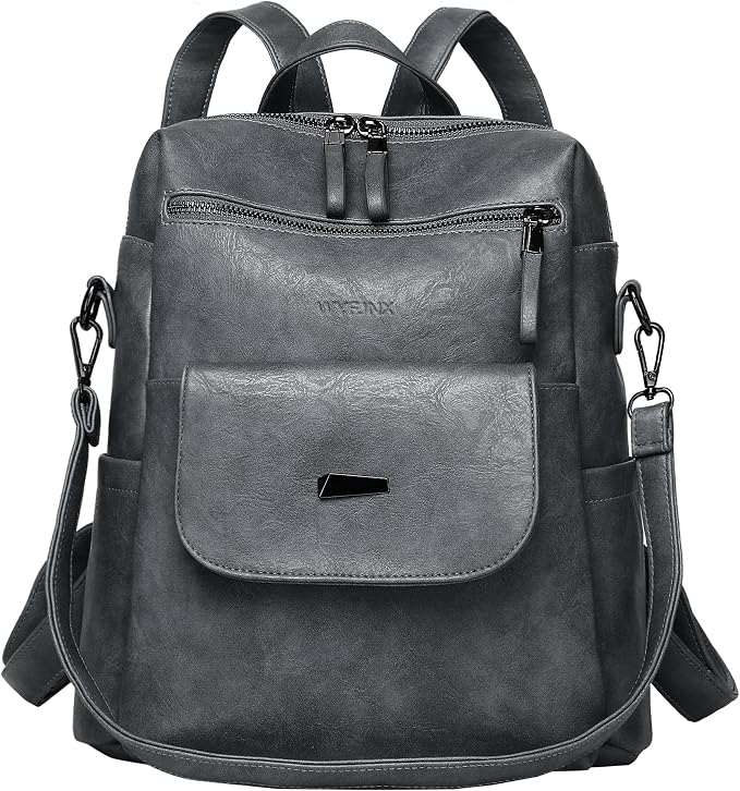 PU Leather Backpack Purse for Women Fashion Multipurpose Design Handbag Ladies by WYFJNX