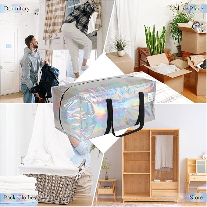8 Pack Heavy Duty Moving Bags 24-Gallon Extra Large Waterproof Foldable - Image 5
