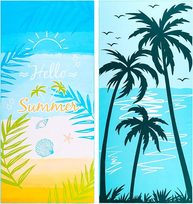 2 Pack Microfiber Beach Towel, Oversized Microfiber Pool Towel 75”x 35” - Image 2