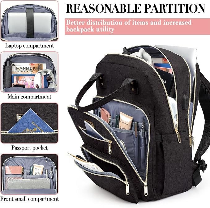 Laptop Backpack for Women Men, School Backpacks for Teens Girls Boys, 17.3 Inch - Image 2