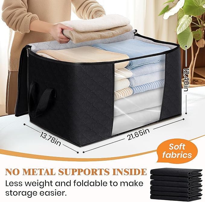 Fab totes 8 Pack Clothes Storage, Foldable Thick Fabric Blanket Storage Bags - Image 2