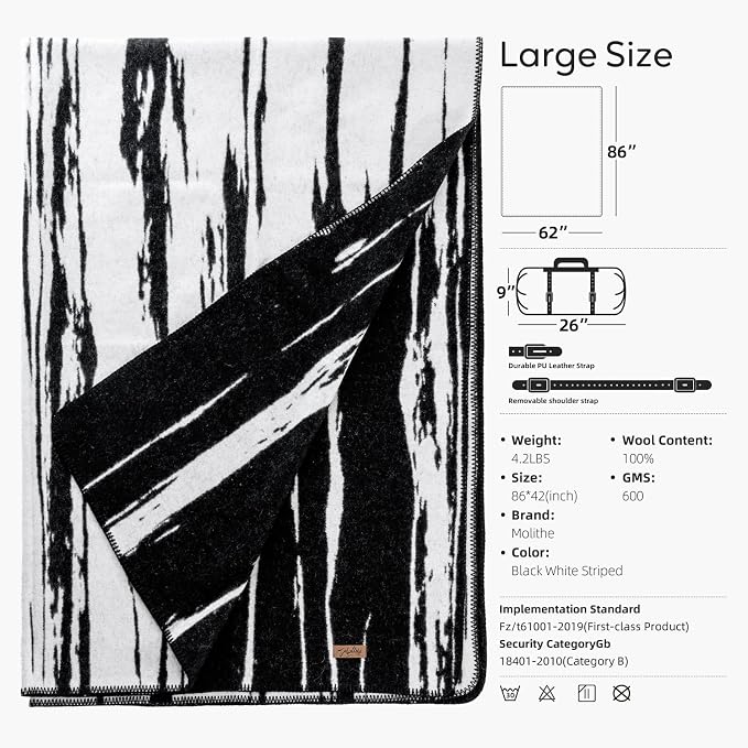 100% Wool Blanket, Military Wool Blanket, Sporting Events, Survival Kits - Image 5