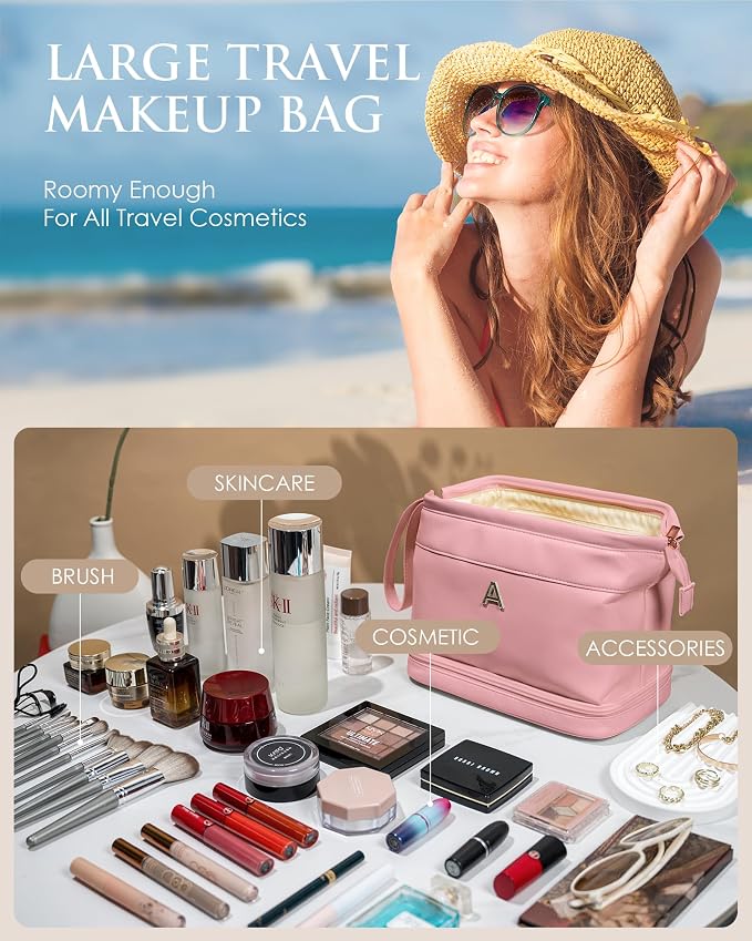 Initial Makeup Bag, Personalized Large Capacity Cosmetic Bag - Image 2
