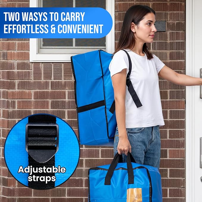 TAILI 4 Pack Blue Moving Bags w/Adjustable Backpack Straps, Moving Supplies - Image 3