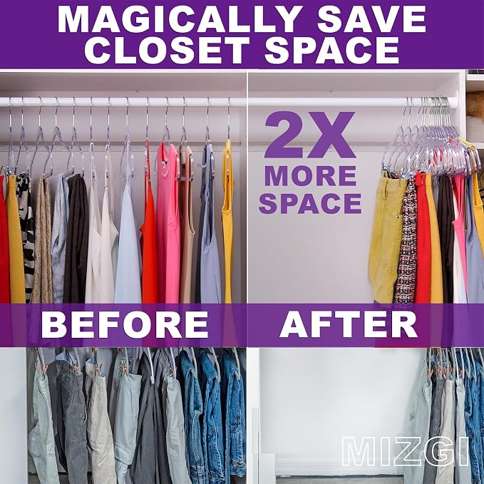 MIZGI 50 Pack Clear Plastic Hangers - Image 4