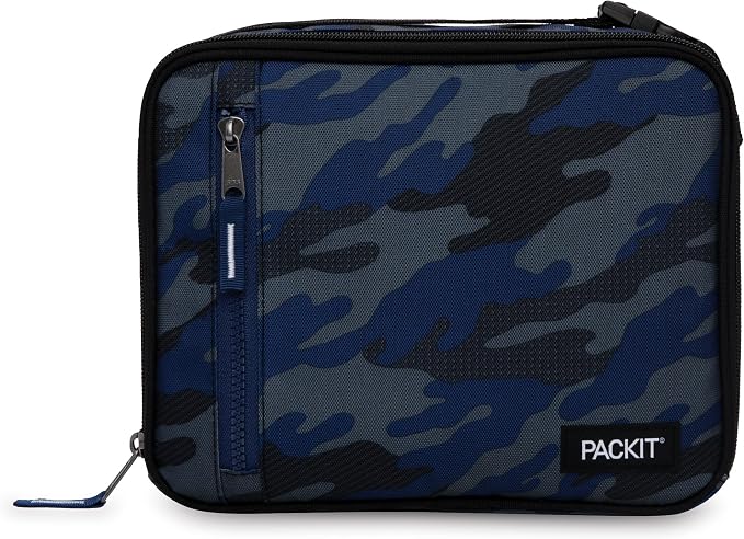 PackIt Freezable Classic Lunch Box, Sporty Camo Charcoal Navy, Built by PackIt