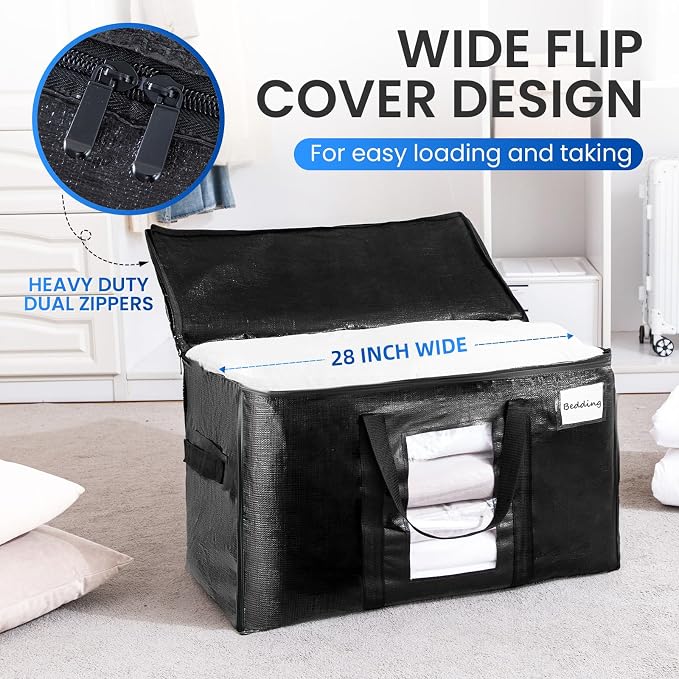 TAILI Extra Large Moving Bags, 6 Pack Black Heavy Duty Totes - Image 3