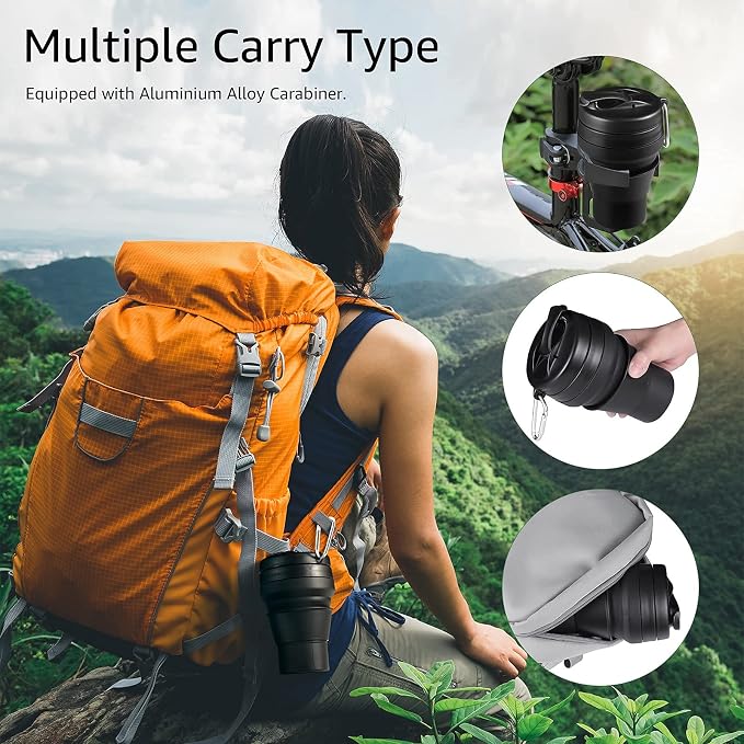 Collapsible Cup for Traveling, 20 OZ 600ml Large Silicone Folding Camping Mug - Image 6