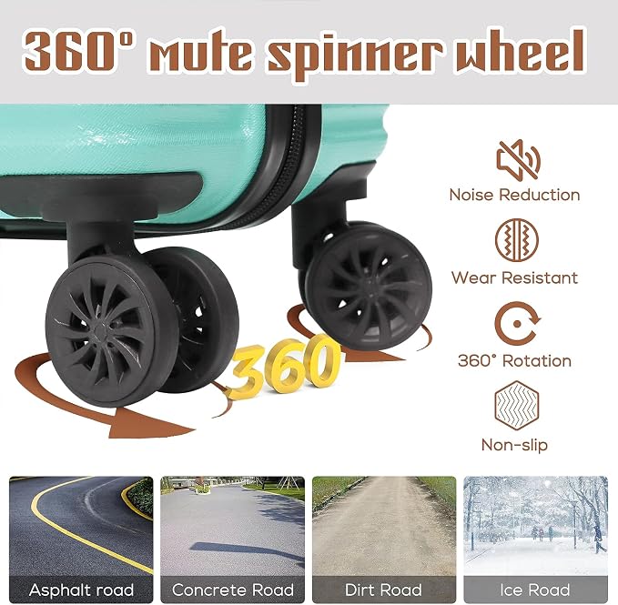 Luggage Set 3 Piece Luggage Set ABS hardshell Spinner Wheels Luggage Carry on - Image 4