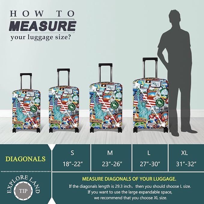 Explore Land Travel Luggage Cover Suitcase Protector Fits 23-26 Inch Case - Image 5