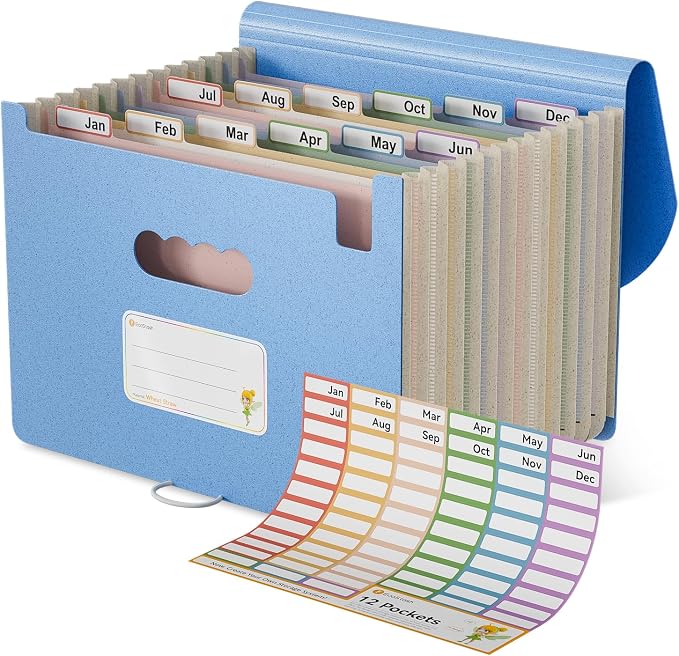 Accordion File Organizer, 12 Pockets Wheat Straw Expanding File Folder - Image 7