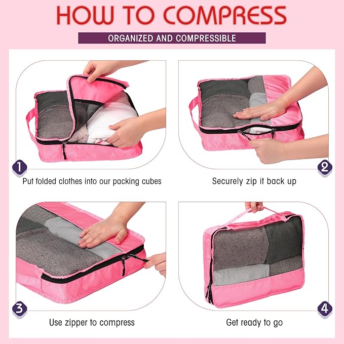 5 Pcs Packing Cubes for Suitcase Large Travel Cubes Carry on Luggage Organizer - Image 4