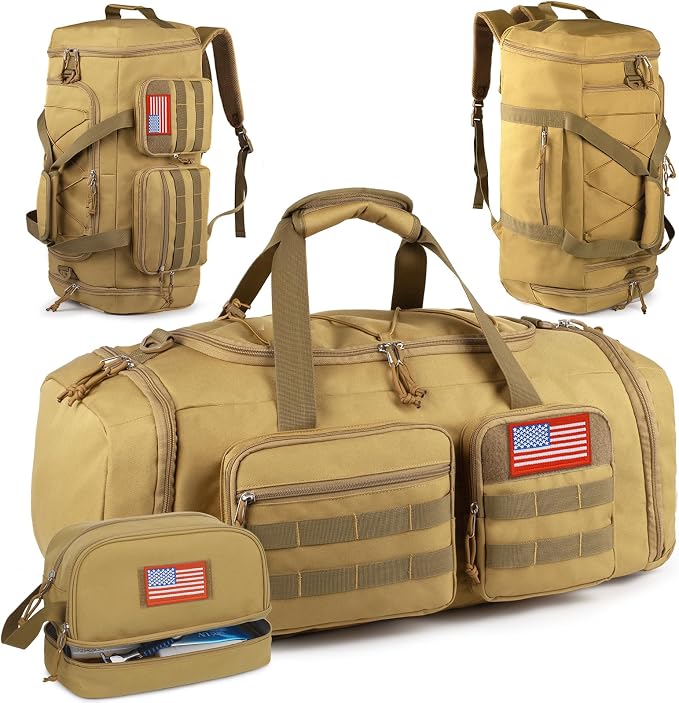 Tactical Gym Bag for Men with Toiletry Bag，50L Large 3 in 1 Sports Duffle Bag by ATRIPACK