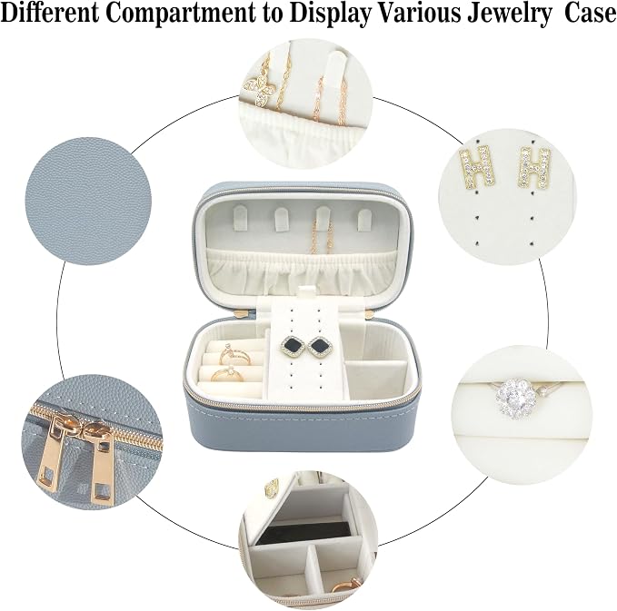 Travel Jewelry Case Bulk Of 4 For Women Weekend Trips, PU Leather Compact - Image 3