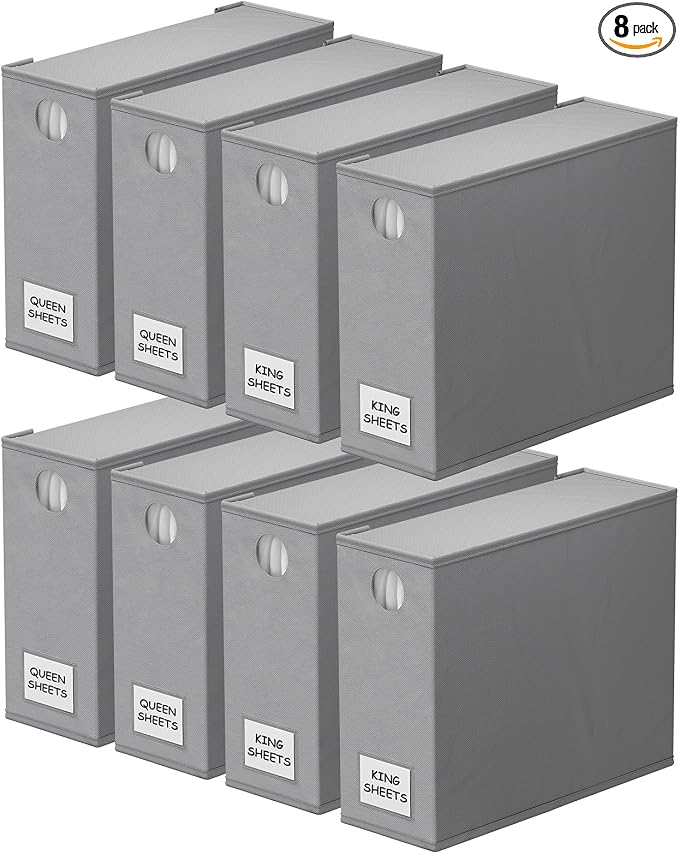 SpaceAid 8 Pack Bed Sheet Organizers and Storage, Foldable Sheet Organizer by SpaceAid
