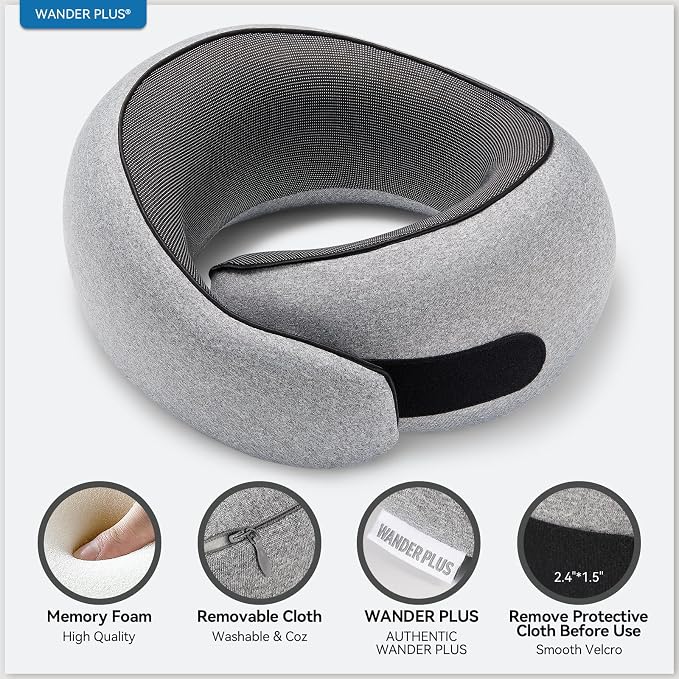 WANDER PLUS® Travel Neck Pillow, Pure Memory Foam Neck Pillow - Image 4