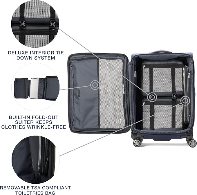 Travelpro Platinum Elite Softside Expandable Checked Luggage, 8 Wheel Spinner - Image 4